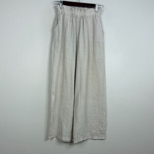 Terzo Millennio Pants Womens Small Beige Ecru Linen Wide Leg Crop Made in Italy